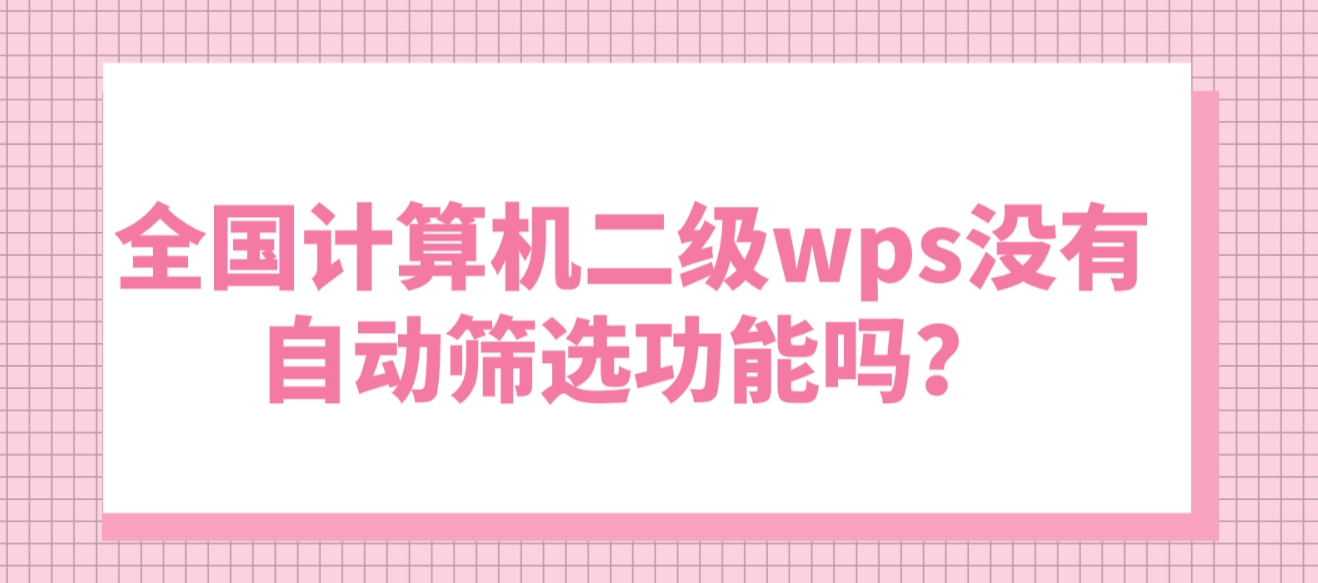 全国计算机二级wps没有自动筛选功能吗？